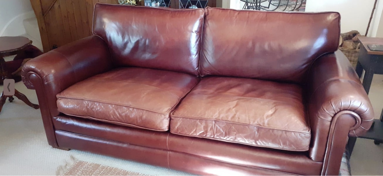 faded leather sofa