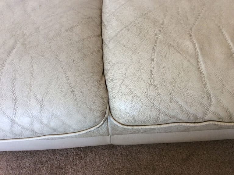 leather sofa professionally cleaned (before repair by The Leather Expert)